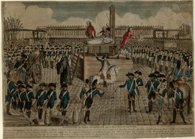 Poprava Marie Antoinetty na Place de la Revolution 16. října 1793, c. 1793. od Unbekannt