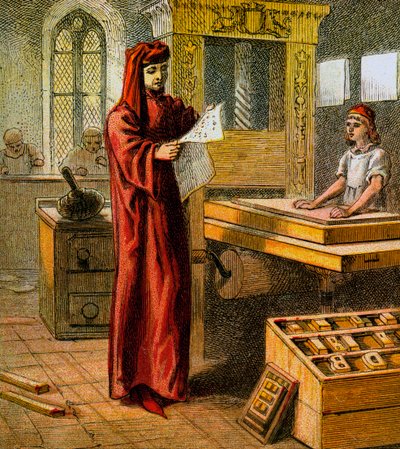 První anglická tiskárna, 15. století, c1850 od Unbekannt