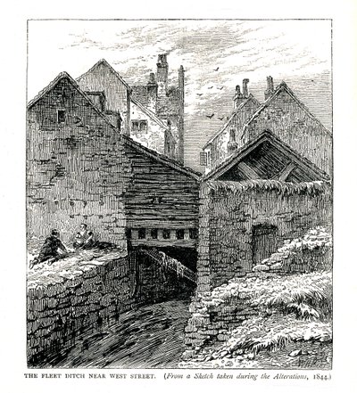 Fleet Ditch poblíž West Street, během úprav, 1844 od Unbekannt