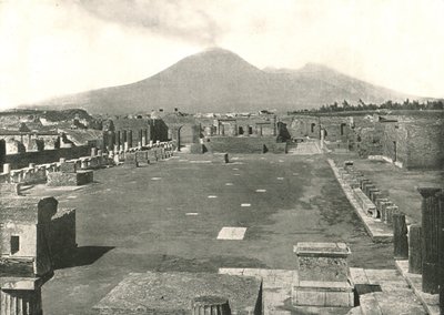 Fórum v Pompejích a Vesuvu, Itálie, 1895. od Unbekannt