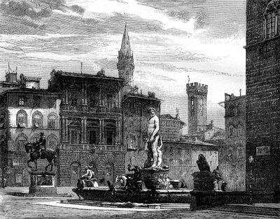 Neptunova fontána, Piazza della Signoria, Florencie, Itálie, 19. století od Unbekannt