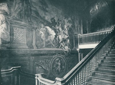 The Grand Staircase, Showing Thornhills Wall Paintings, Stoke Edith, c1909 od Unbekannt
