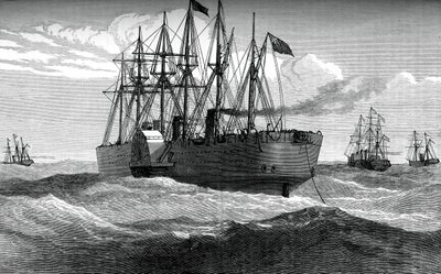 The Great Eastern hraje Atlantský telegrafní kabel, c1865, c1880 od Unbekannt