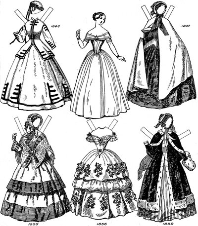 Velká galerie britského kostýmu: Některé dámské módy od roku 1843 do roku 1893, c1934 od Unbekannt