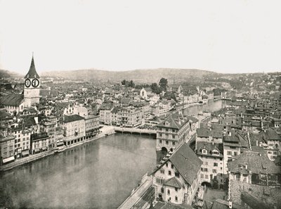 Grosse Stadt a Kleine Stadt rozdělené řekou Limmat, Curych, Švýcarsko, 1895. od Unbekannt