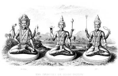 Hinduistická trojice, c1800 od Unbekannt