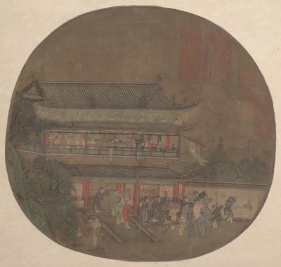 Nesmrtelný Lü Dongbin Objevující se nad pavilonem Yueyang, konec 13.-začátek 14. století. od Unbekannt