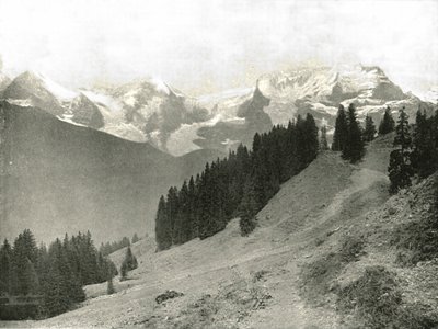 Jungfrau a její sousedé, Švýcarsko, 1895. od Unbekannt