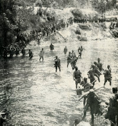 Africké pušky králů překračující řeku Ruwu, Německá východní Afrika, 1919. od Unbekannt