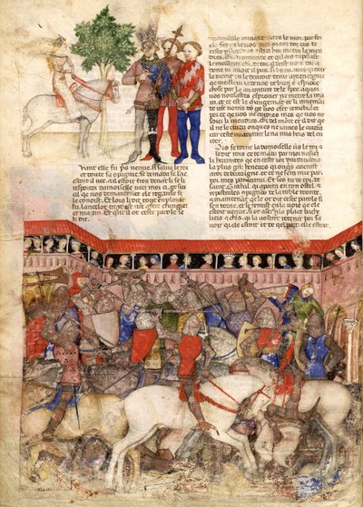 Miniatura Knights of the Round z Pátrání po Svatém grálu a Artušově smrti, cca 1220 od Unbekannt