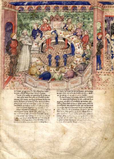 Miniatura Knights of the Round z Pátrání po Svatém grálu a Artušově smrti, cca 1220 od Unbekannt
