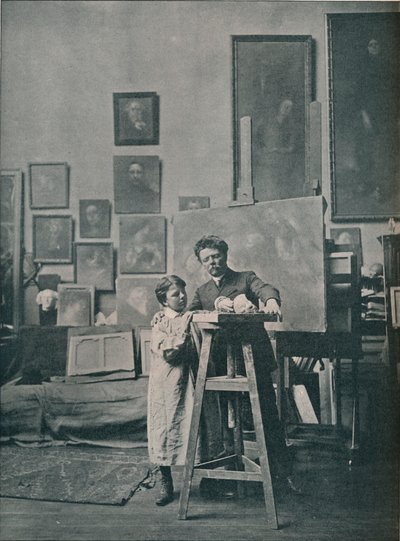 Zesnulý Eugene Carriere ve svém ateliéru, c1870-1890, 1906 od Unbekannt