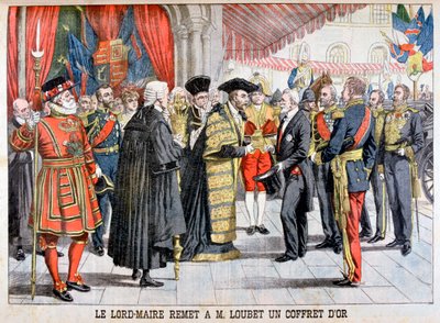 Starosta Londýna dává panu Loubetovi zlatou skříňku z roku 1903 od Unbekannt