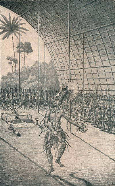 Král Mangbattu Munsa tančí před svými ženami a válečníky, c1870, 1903 od Unbekannt