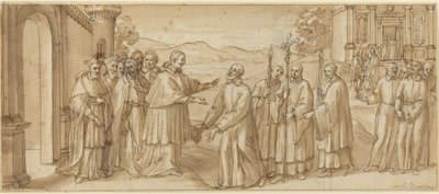 Setkání San Carlo Borromeo a San Filippo Neri, c. 1600. od Unbekannt