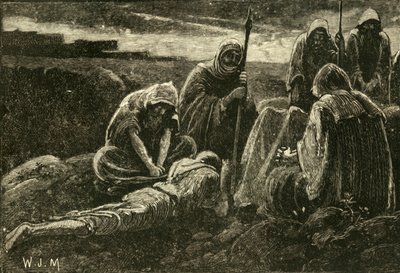Muži z Jabesh truchlí nad hrobem Saula a Jonathana, 1890. od Unbekannt