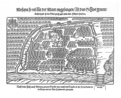 Mapa Moskvy z nádherných dějin Moscouiter od Sigmunda von Herberstein, 1567 od Unbekannt