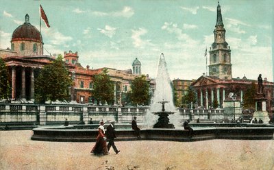 Národní galerie, St Martin in the Fields, a fontány na Trafalgar Square, Londýn, c1910. od Unbekannt