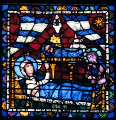 Narození Páně, vitráže, katedrála v Chartres, Francie, 1194-1260 od Unbekannt