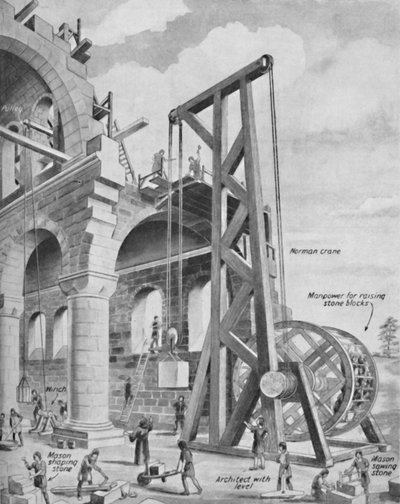Normané staví katedrálu, c1934 od Unbekannt