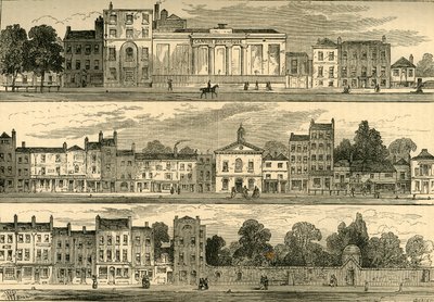 Severní strana Knightsbridge v roce 1820, od pivovaru Cannon po Hyde Park Corner, c1876. od Unbekannt