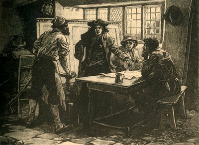 Kapitán Nottinghamu a agitátoři ve White Horse Inn, Pentrich, Derbyshire, 1817 c1890. od Unbekannt