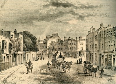 Stará vesnice Vauxhall, s vchodem do zahrad, v roce 1825, c1878. od Unbekannt