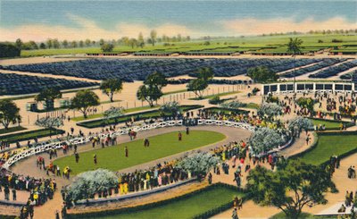 Paddock v Santa Anita, Los Angeles Turf Club, Arcadia, Kalifornie, 30. léta 20. století. od Unbekannt