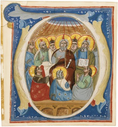 Letnice. Iniciála O od antifonera, cca 1320 od Unbekannt