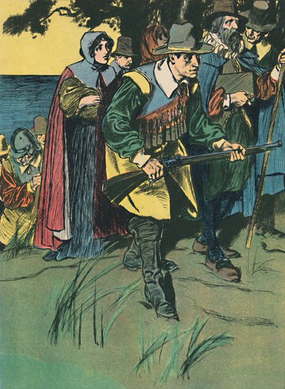 Otcové poutníci vstupující do Nového světa, c1907 od Unbekannt