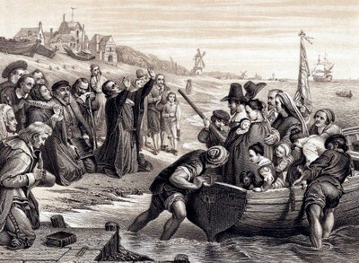 Otcové poutníci opouštějí Delft Haven na své cestě do Ameriky, červenec 1620 1878 od Unbekannt
