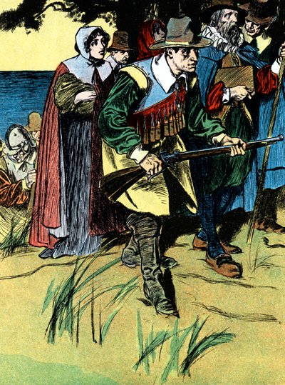 Otcové Pilgrim po příjezdu do Ameriky, 1620 c1900 od Unbekannt