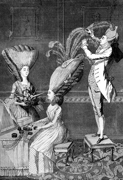 Podivné šaty hlavy nebo opeřená dáma, 1776 od Unbekannt