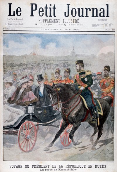Prezident Francouzské republiky hodnotí vojska, Krasnoje Selo, Rusko, 1902 od Unbekannt