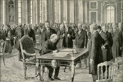 Předseda vlády Velké Británie při podpisu mírové smlouvy, 1919. od Unbekannt