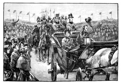Příjezd Queens do Peel Park poblíž Manchesteru, 1851, 1888 od Unbekannt