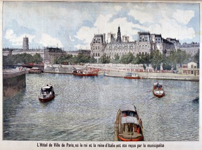 Řeka Seina a Hotel de Ville, Paříž, 1903 od Unbekannt