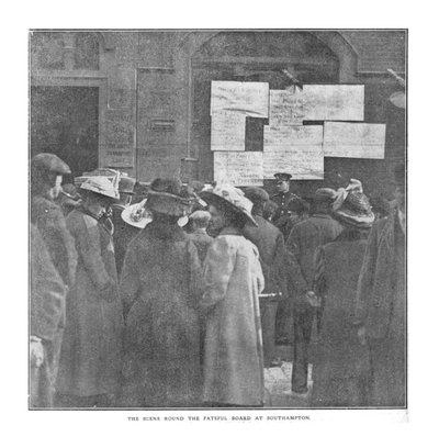 The Scene Round the Fateful Board v Southamptonu, 20. dubna 1912. od Unbekannt