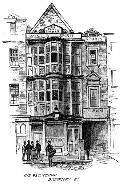 Veřejný dům sira Paula Pindara, Bishopsgate Street, Londýn, 1887 od Unbekannt