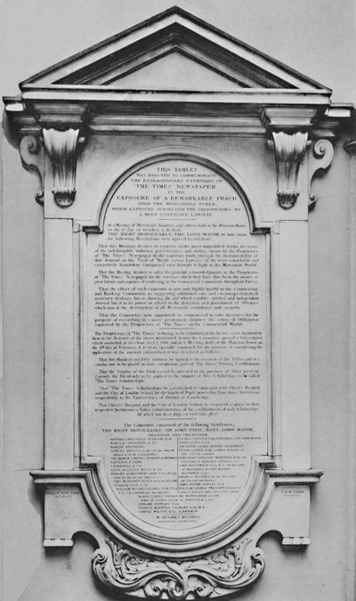 The Times Memorial v Lloyds, c1800, 1928 od Unbekannt