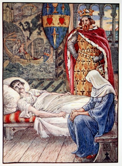 „Čarodějnice dává rady ohledně zranění sira Tristrama“, 1911 od Unbekannt