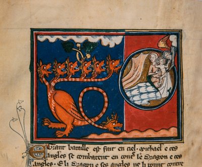 Žena a drak. Miniatura z: Apocalypse de saint Jean, asi 1320. od Unbekannt