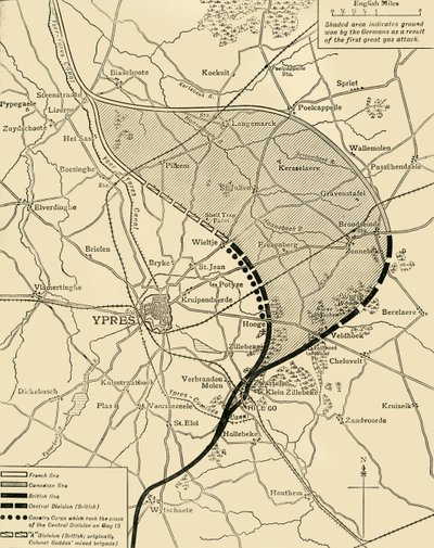 Ypres Salient před a po druhé bitvě u Ypres..., první světová válka, 1915, c1920. od Unbekannt