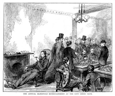 Každoroční zábava se zavázanýma očima v městském šachovém klubu, 1876 od Unbekannt