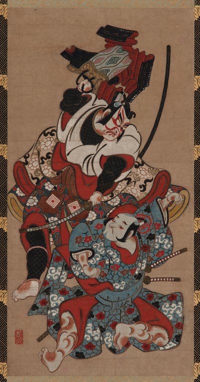 Scéna s taháním brnění ze hry Soga, období Edo, 1615-1868. od Unbekannt