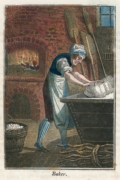 Pekař, který hněte těsto na víku nádoby na mouku, 1823 od Unbekannt
