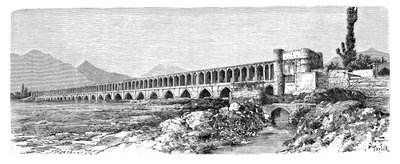 Most přes Zendeh-Rud, Isfahan, Írán, 1895 od Unbekannt
