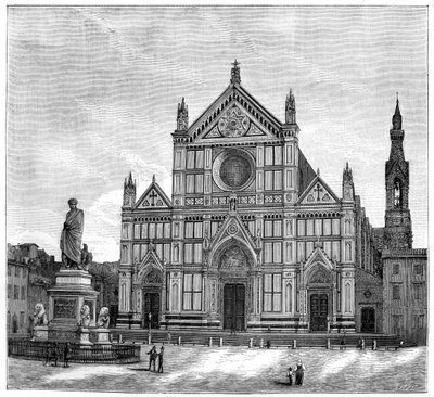Kostel a náměstí baziliky Santa Croce, Florencie, Itálie, 1882 od Unbekannt