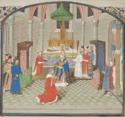 Korunovace Balduina I. na Štědrý den 1100. Miniatura z Historia od Viléma z Tyru, 60. léta 14. století od Unbekannt