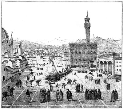 Poprava Girolama Savonarola na náměstí Piazza Della Signoria, Florencie, 1882 od Unbekannt